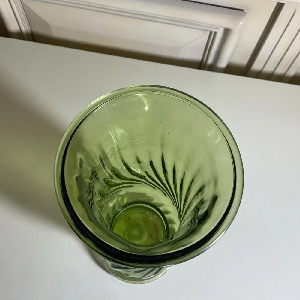 Inarco Avocado Green Ribbed Vase